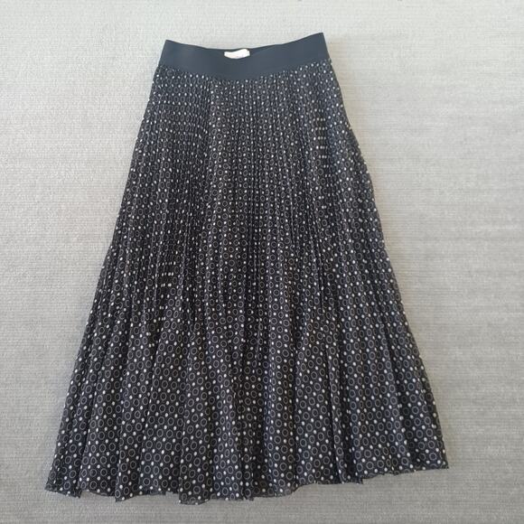 Wilfred Aritzia Pleated Skirt Women M Black Polka Dot Midi Classic Office - Picture 1 of 7